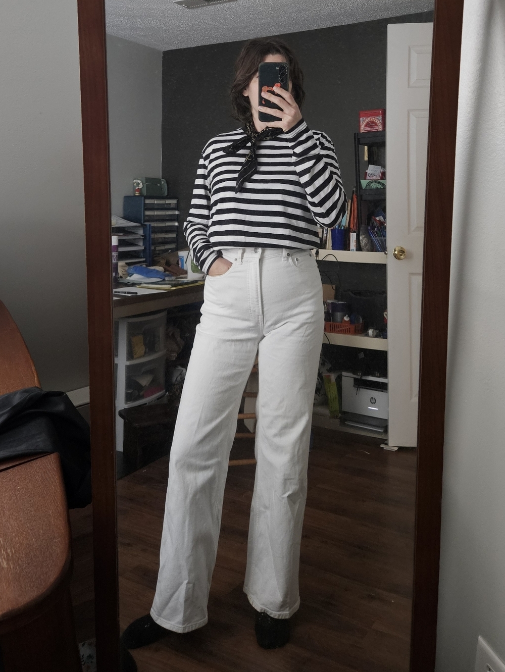 Everlane White Way High Sailor Jeans Organic Cotton Stretch Sz 27